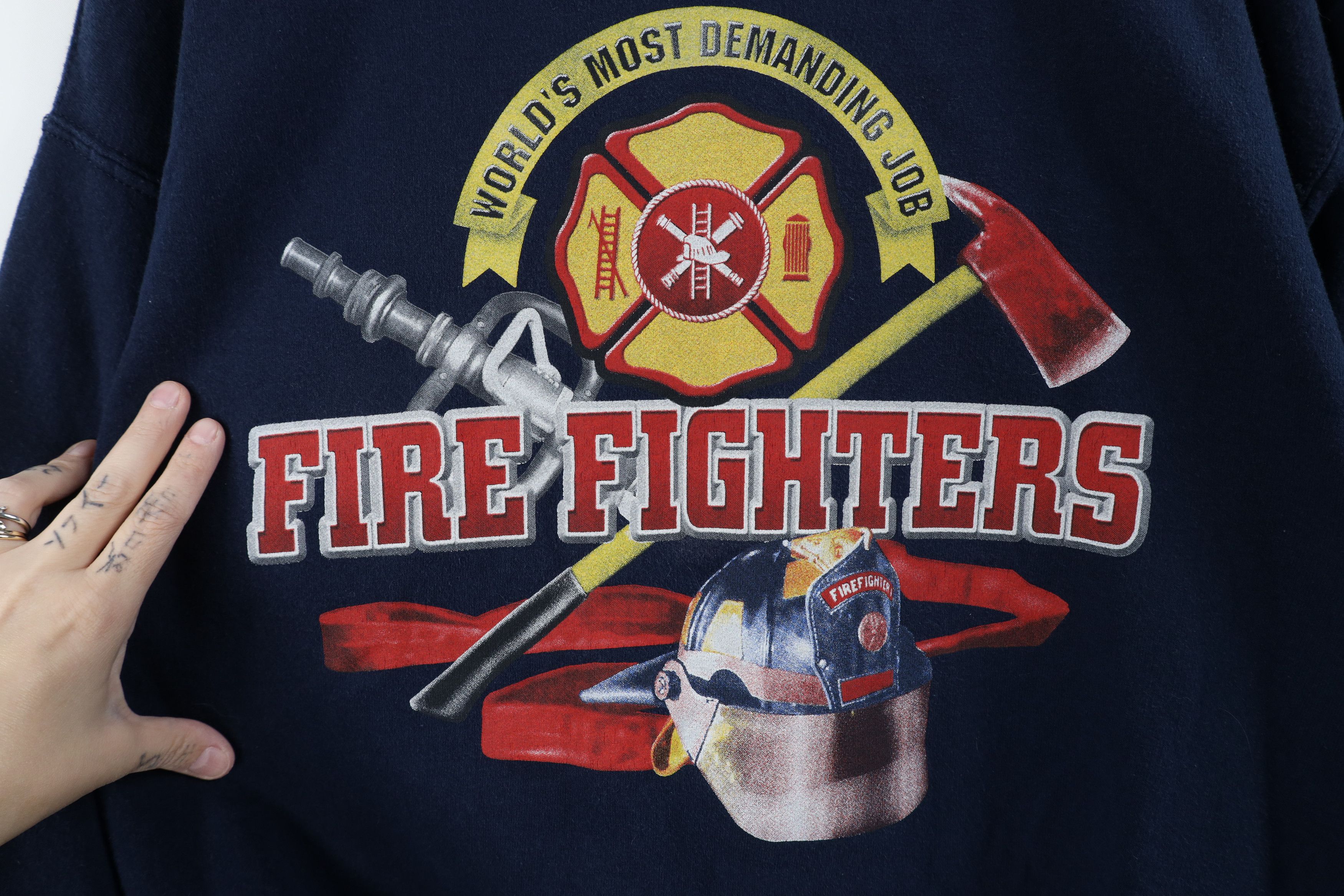 Vintage Vintage 90s Y2K Spell Out Fire Fighters Crewneck Sweatshirt Size US L / EU 52-54 / 3 - 4 Thumbnail