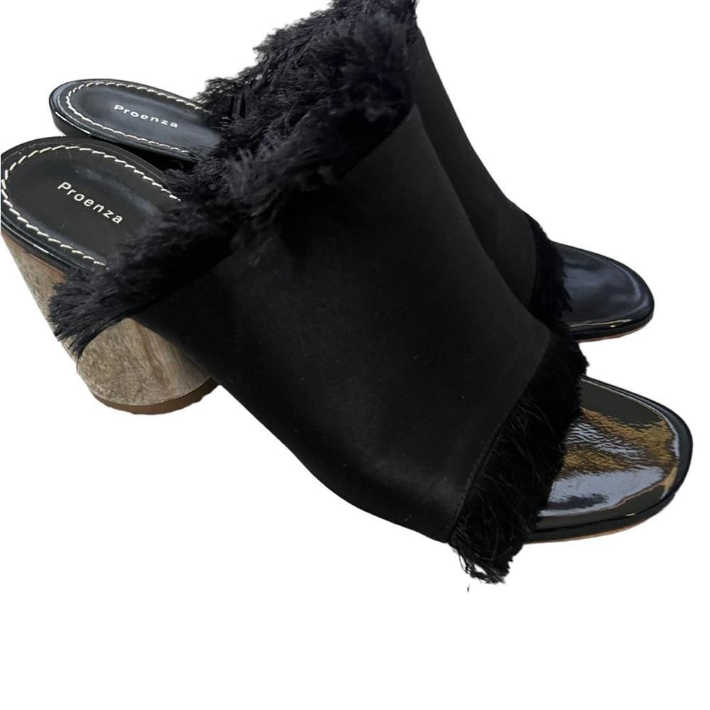 Proenza Schouler PROENZA SCHOULER Fringed Satin Mule Pump Black Size US 7 / IT 37 - 6 Thumbnail