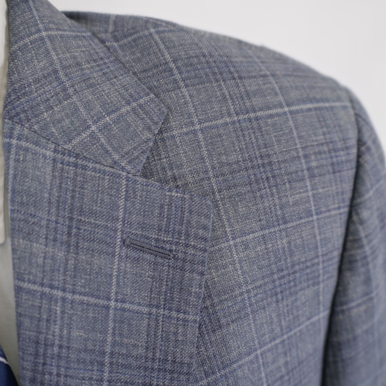 Canali Canali 1934 Wool Blue Gray Plaid 2 Button Italy Blazer 42L Size 42L - 2 Thumbnail