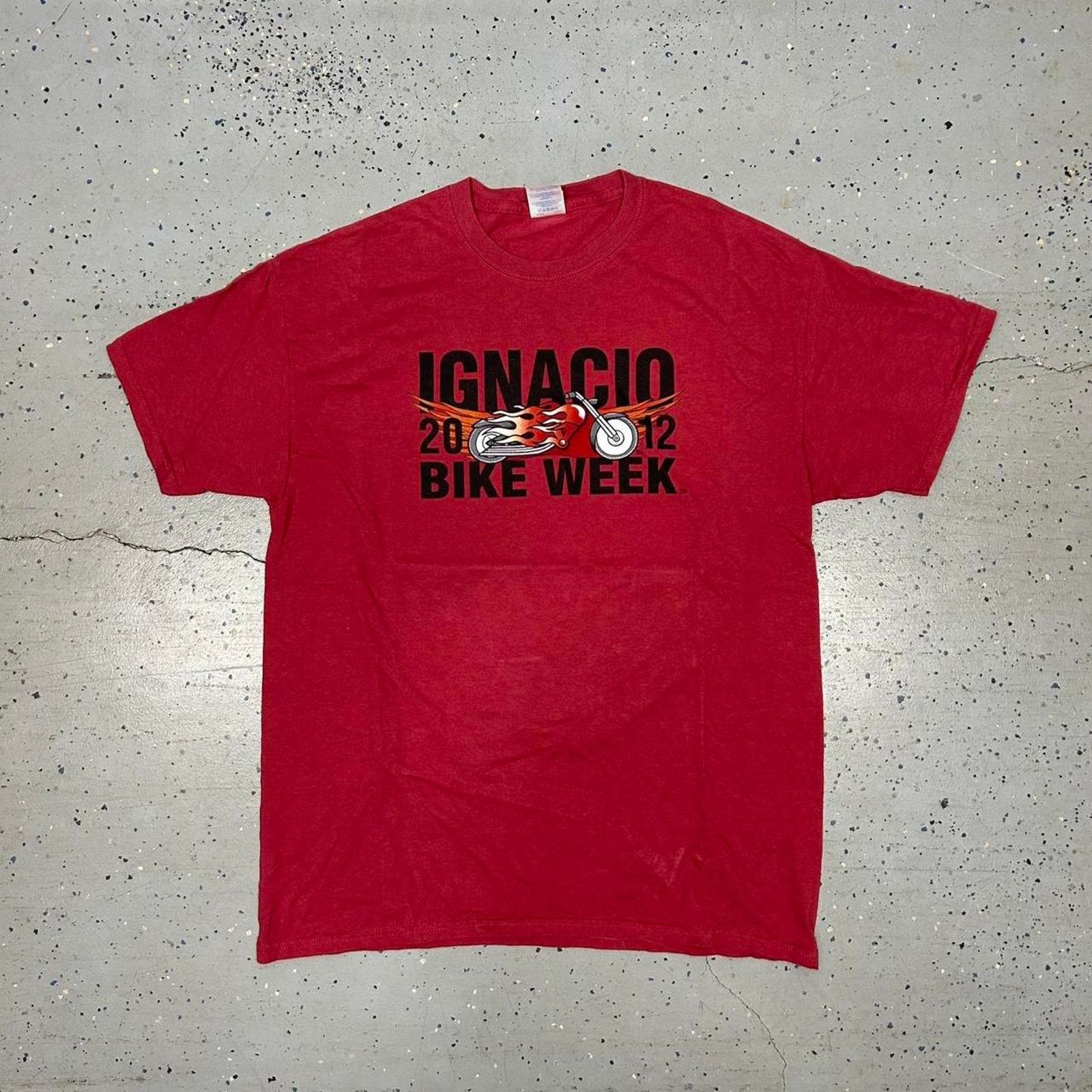 Gildan Y2K IGNACIO Bike Week T-SHIRT - red and yellow cotton tee Size US L / EU 52-54 / 3 - 3 Thumbnail