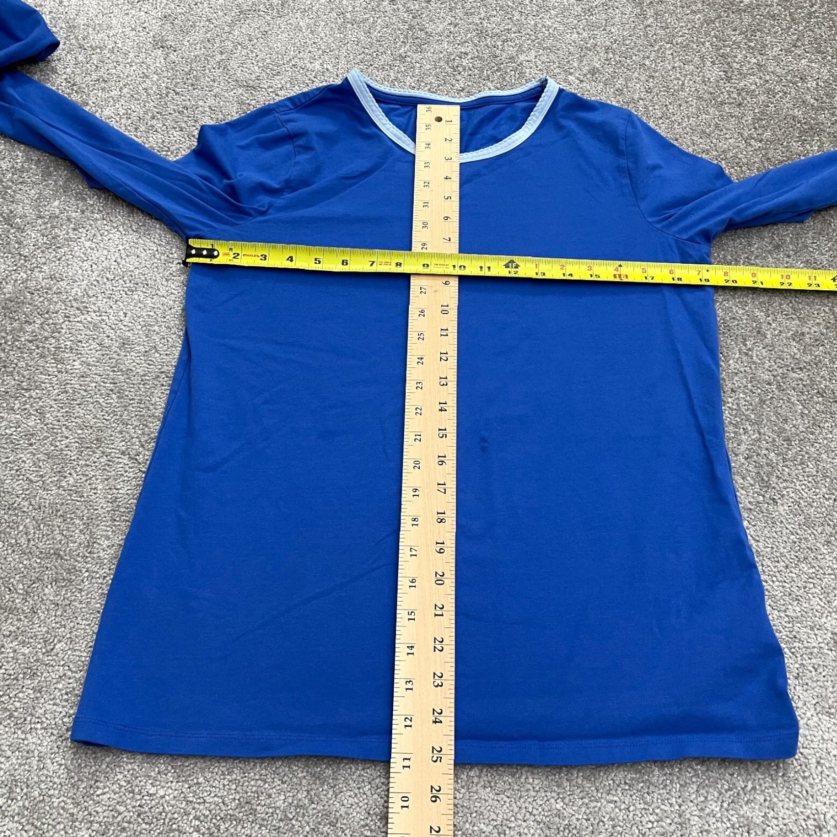 Lands' End Lands' End Womens Pajama Top Crew Neck Long Sleeve M Tall Royal Blue Cotton Spandex Casual Size M / US 6-8 / IT 42-44 - 7 Thumbnail