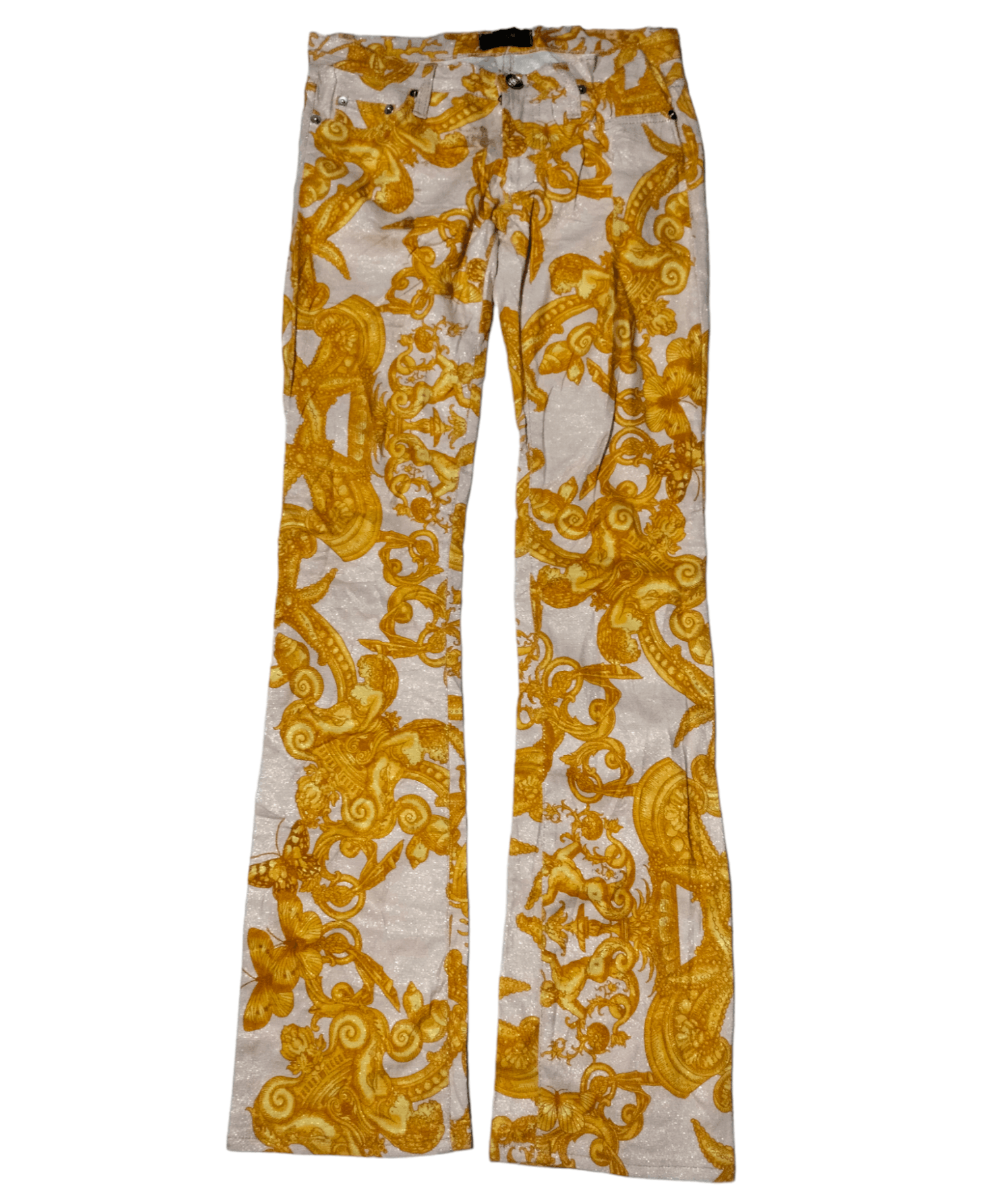 image of Versace Baroque Pants in White Gold, Women's (Size 24)