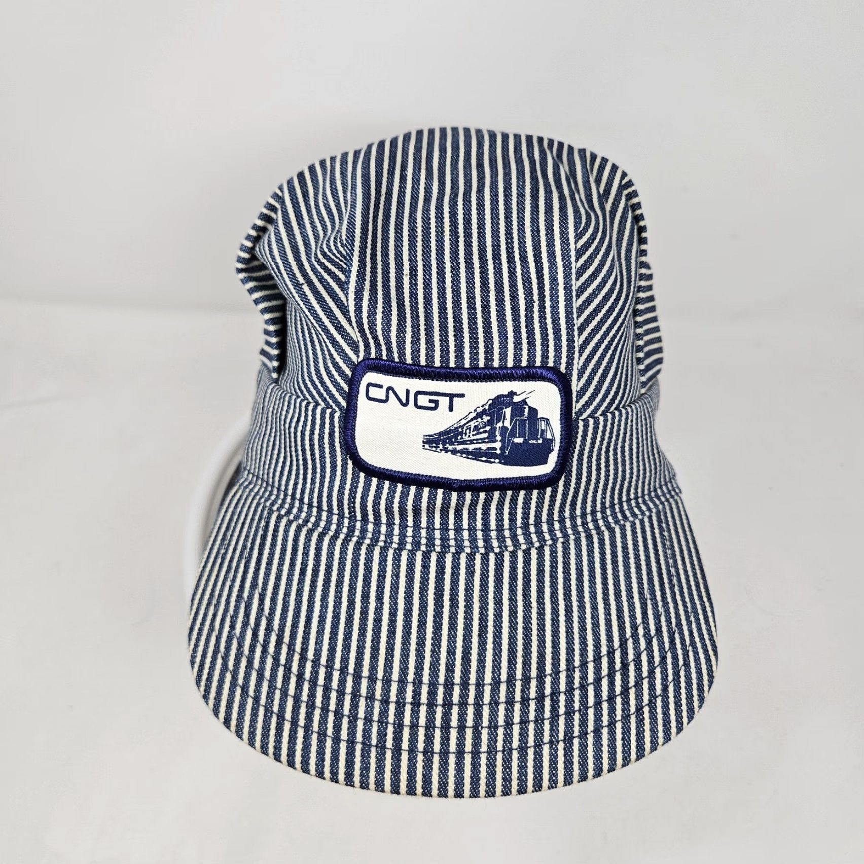 Vintage VINTAGE CNGT Hat Cap Snap Back Blue Hickory Stripe Railroad Engineer Patch Mens Made USA Size ONE SIZE - 2 Thumbnail