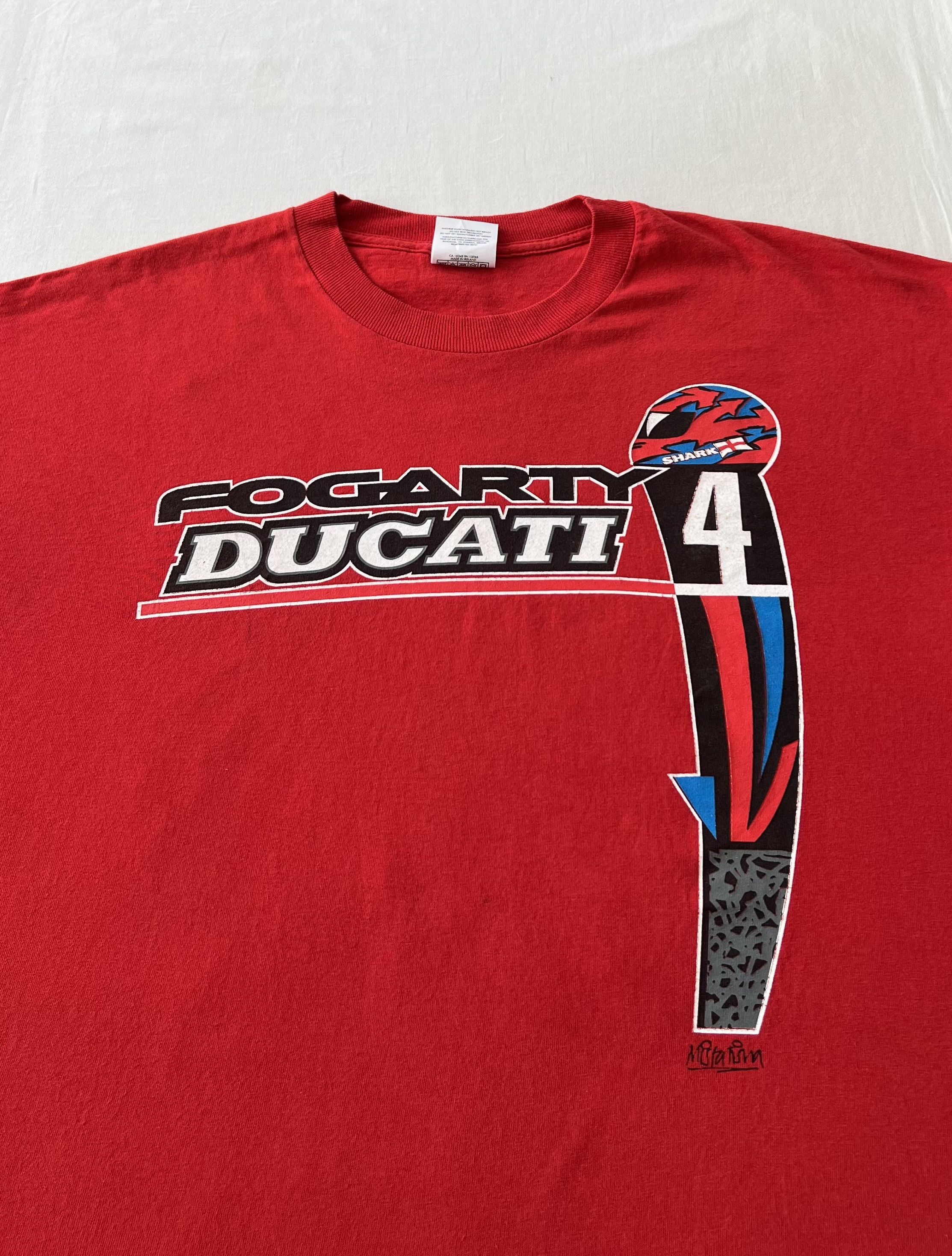 Ducati Vintage 90s Ducati Carl Fogarty Foggy Moto Racing T-shirt Size US XL / EU 56 / 4 - 3 Thumbnail