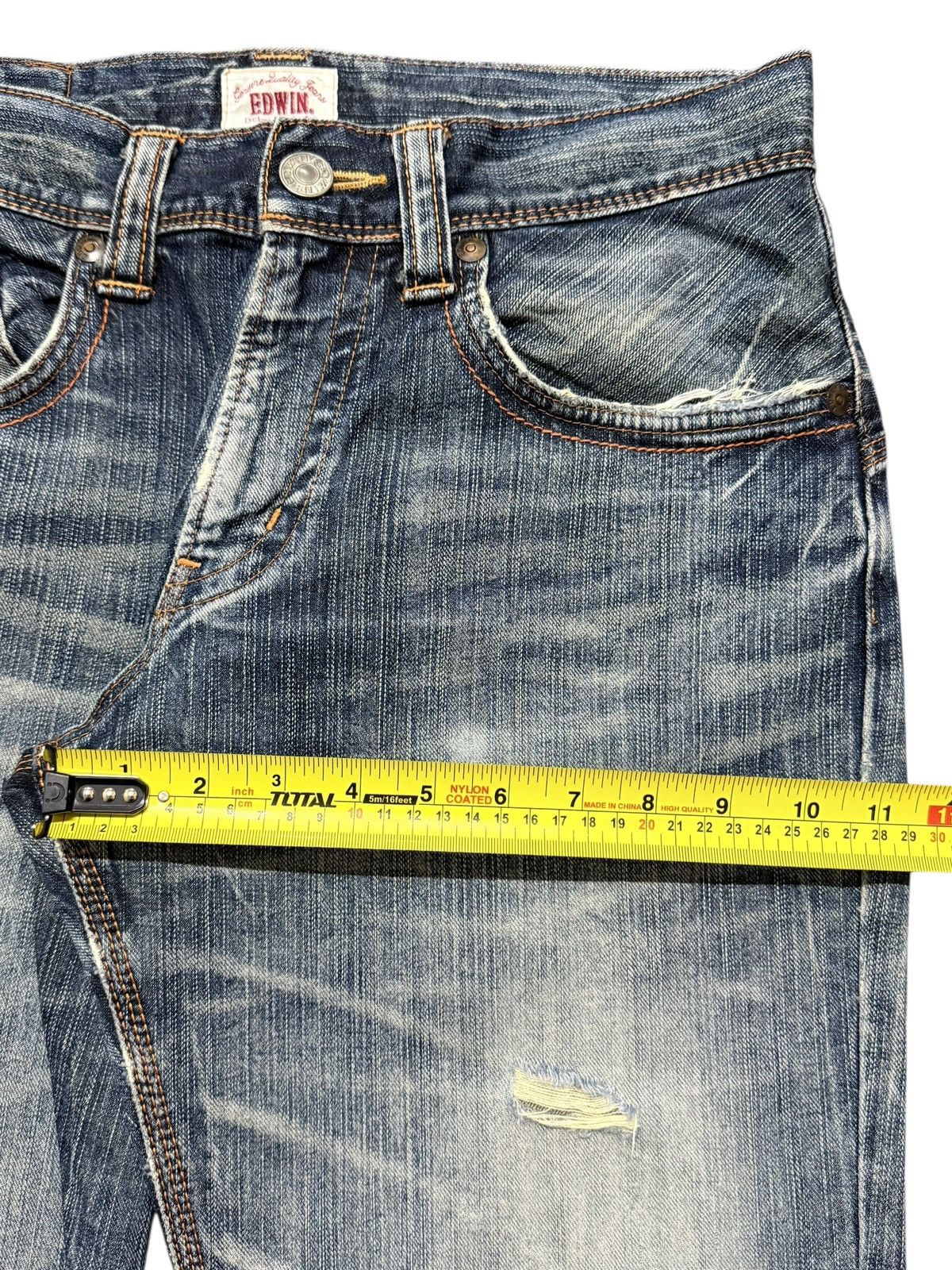 Edwin Vintage 90s Edwin XV Faded Wash Whisker Distressed Bootcut Size US 31 - 16 Thumbnail