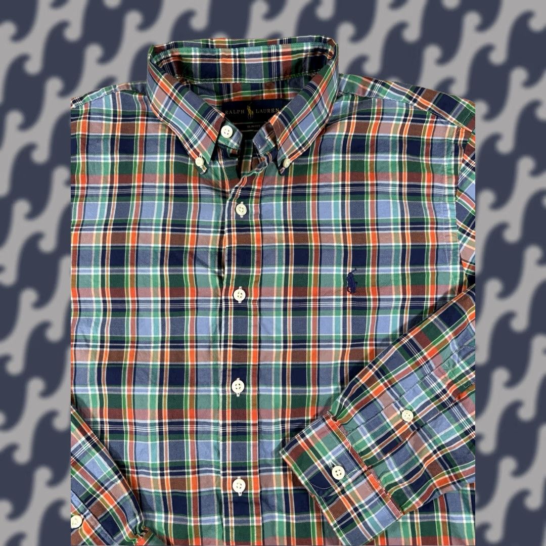 Polo Ralph Lauren Polo Ralph Lauren Shirt Mens Large Slim Fit Cotton Stretch Pony Preppy Plaid Long Sleeve Button-Up Size US L / EU 52-54 / 3 - 1 Thumbnail