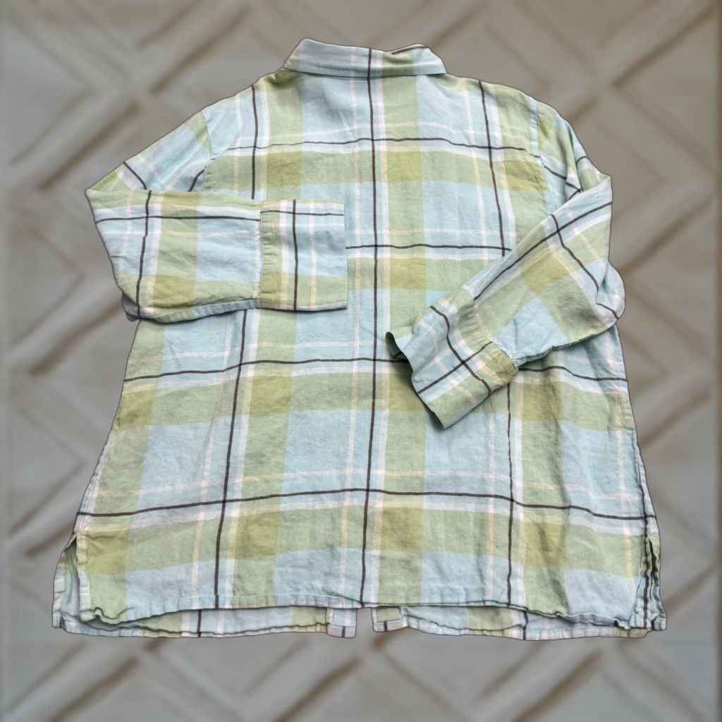 Charter Club Charter Club Shirt Womens Plus 16W Linen Button-Up Plaid Multicolor Casual Top Size XXL / US 16-18 / IT 52-54 - 1 Thumbnail