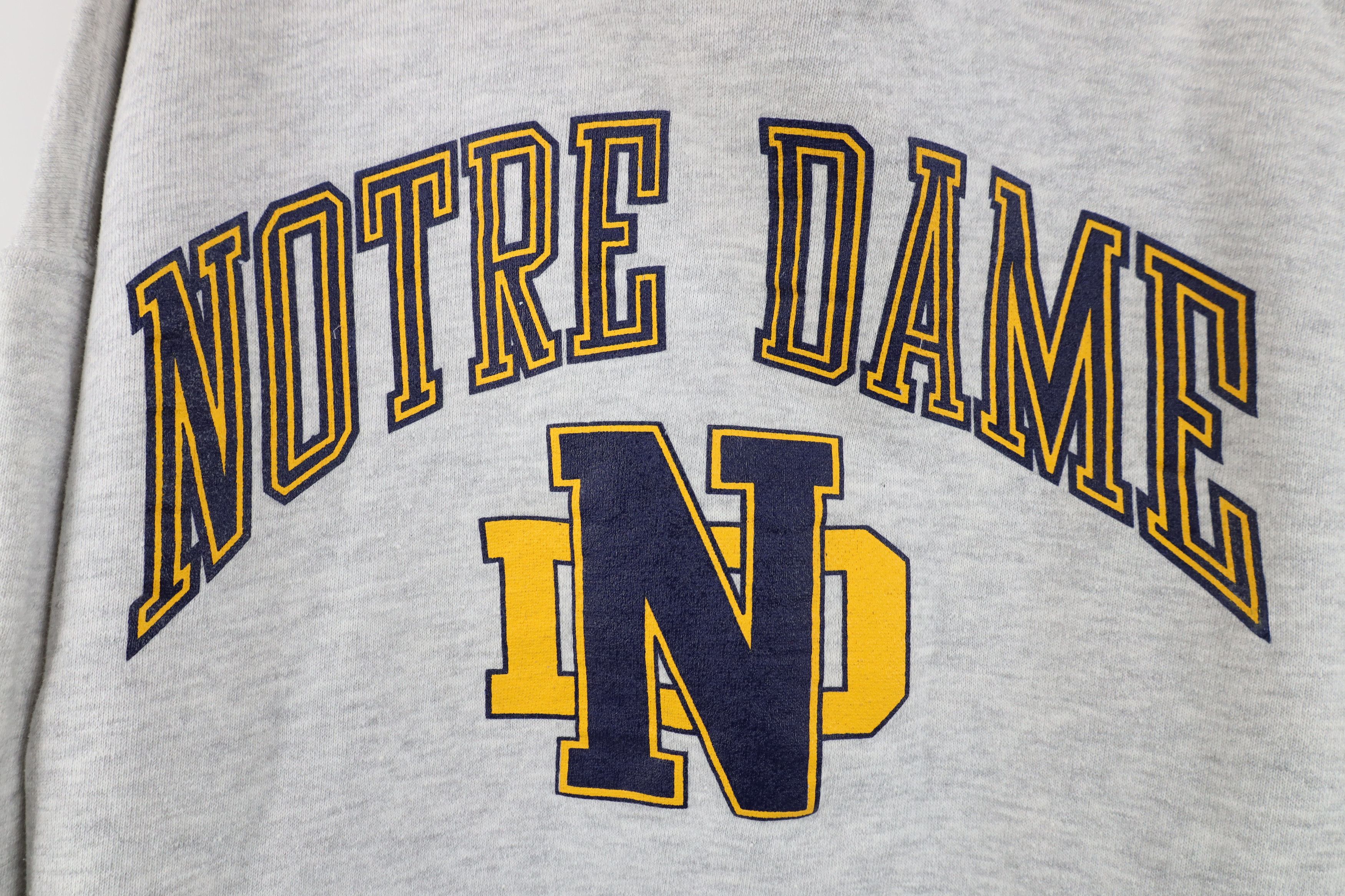 Vintage Vintage 90s Notre Dame University Hoodie Sweatshirt Gray USA Size US XL / EU 56 / 4 - 4 Thumbnail
