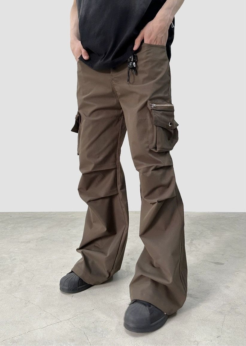 Retro punk multi-pocket pleated cargo pants
