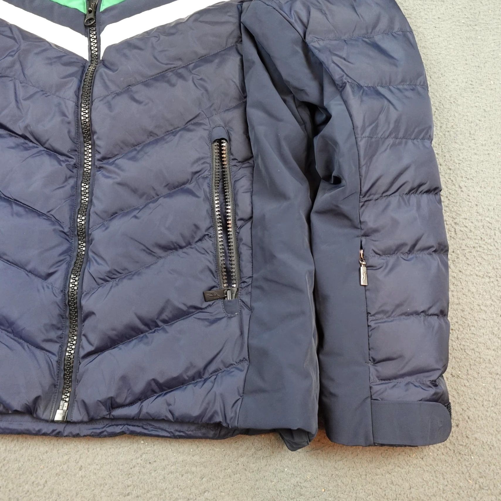 Vintage Toni Sailer Jacket Womens 50 Large Blue Ski Puffer Quilted Down Chevron Size XL / US 12-14 / IT 48-50 - 2 Thumbnail