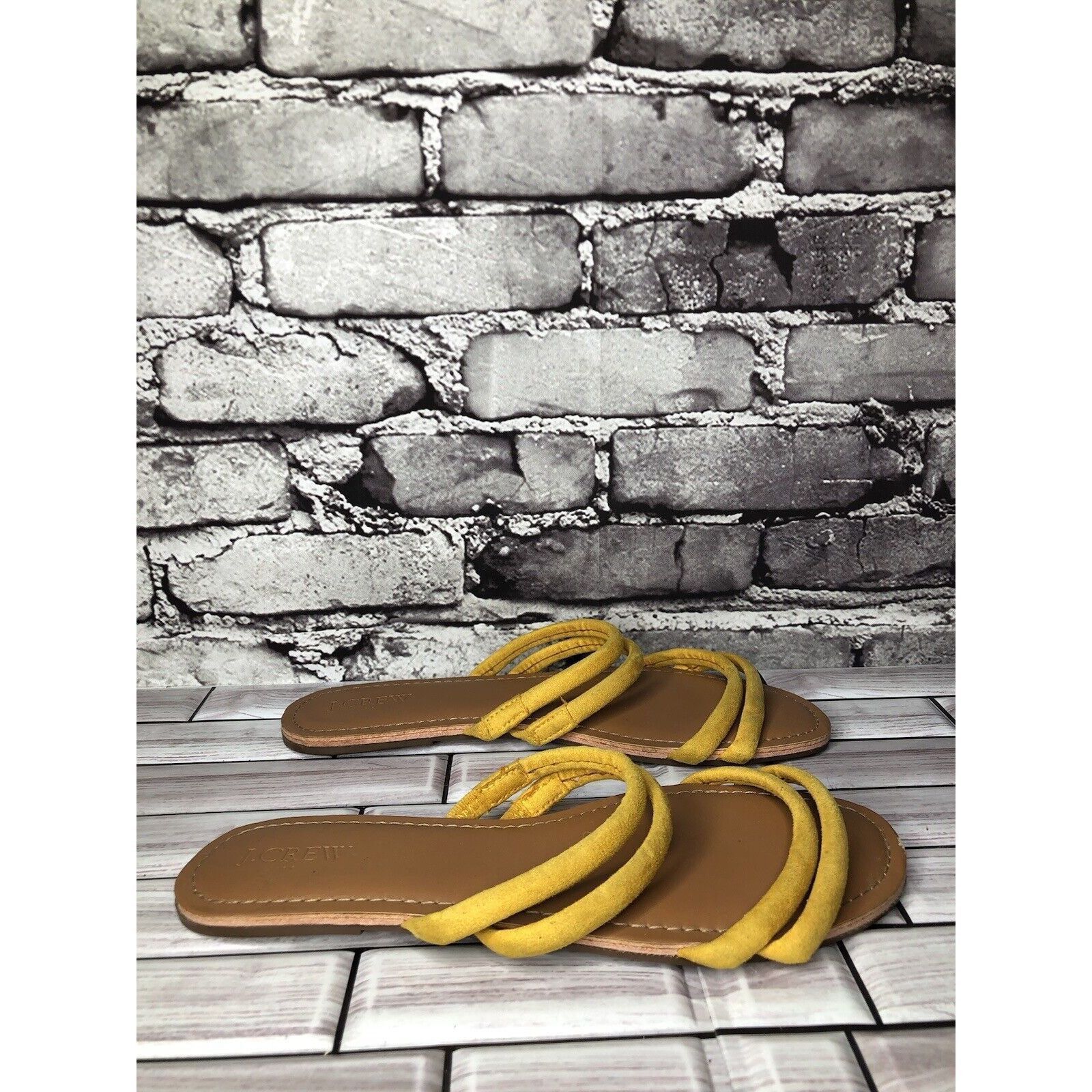 J.Crew J. Crew Factory Seaside Yellow Suede Double Strap Slides San Size US 9 / IT 39 - 3 Thumbnail