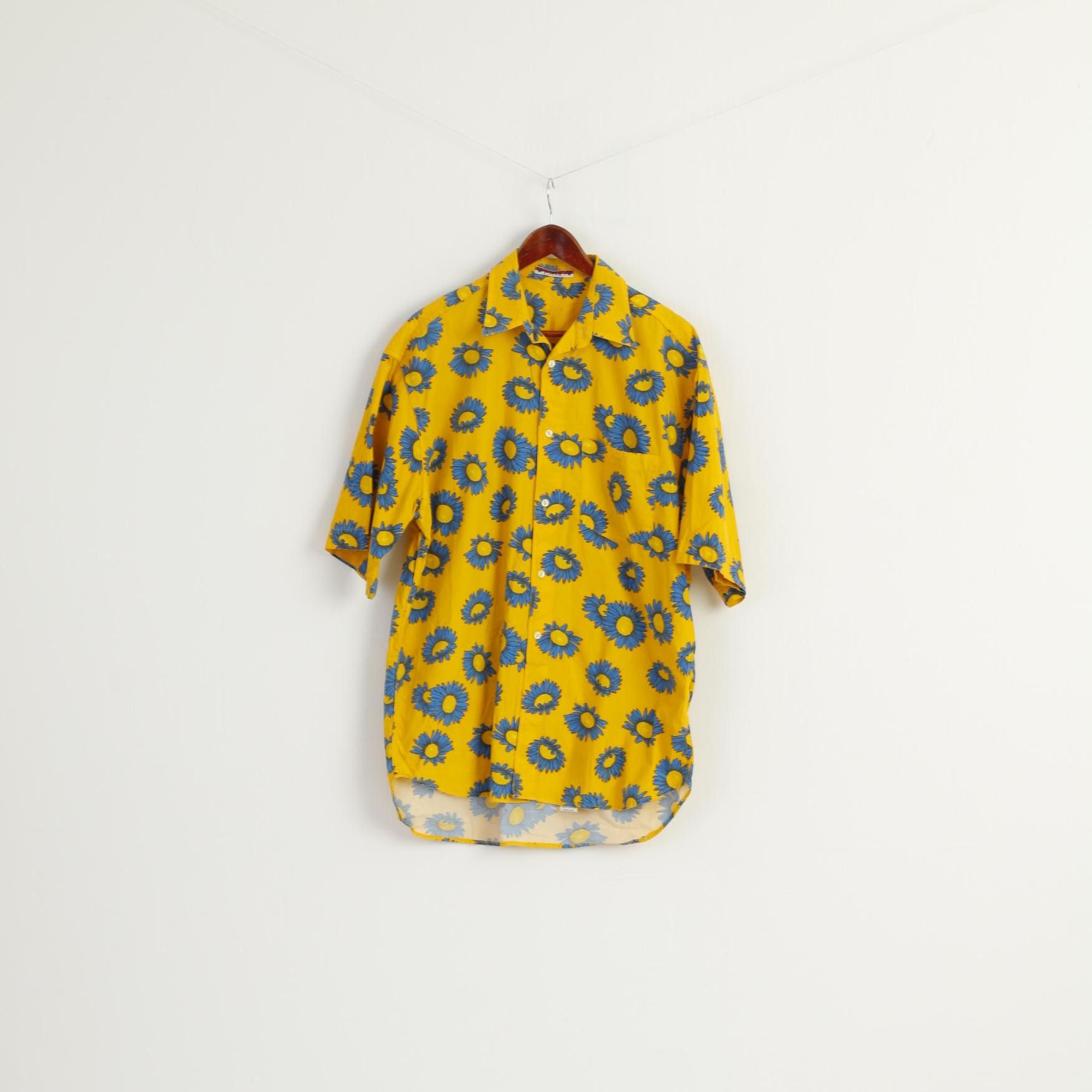 Vintage ETNIC Men L Casual Shirt Yellow Sunflowers 8398 Size US L / EU 52-54 / 3 - 1 Thumbnail