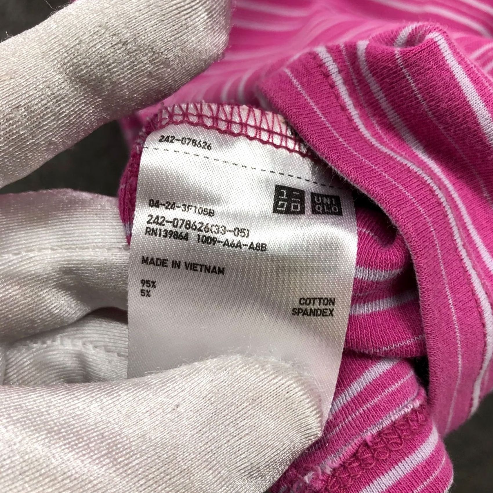 Uniqlo VINTAGE Uniqlo Long Sleeve T Shirt Womens M Pink Striped Crewneck Stretch Cotton Size M / US 6-8 / IT 42-44 - 6 Thumbnail