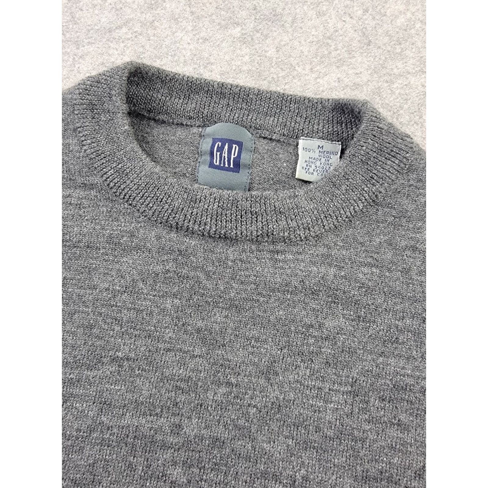 Gap VINTAGE Gap Sweater Mens Medium Gray 100% Merino Wool Crew Neck Pullover Size US M / EU 48-50 / 2 - 2 Thumbnail