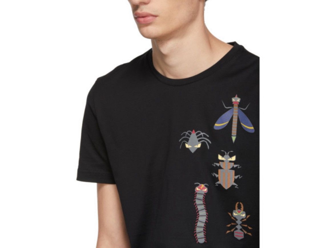 Fendi Fendi Men’s Black Cotton T-Shirt “Bugs” Print – Rare 2018 M Size US M / EU 48-50 / 2 - 11 Thumbnail