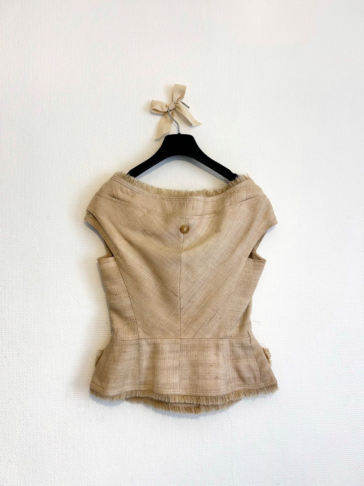 Dior × John Galliano Dior Vintage (2011) Off the Shoulder Bar Vest - Beige Tweed Size XS / US 0-2 / IT 36-38 - 3 Thumbnail