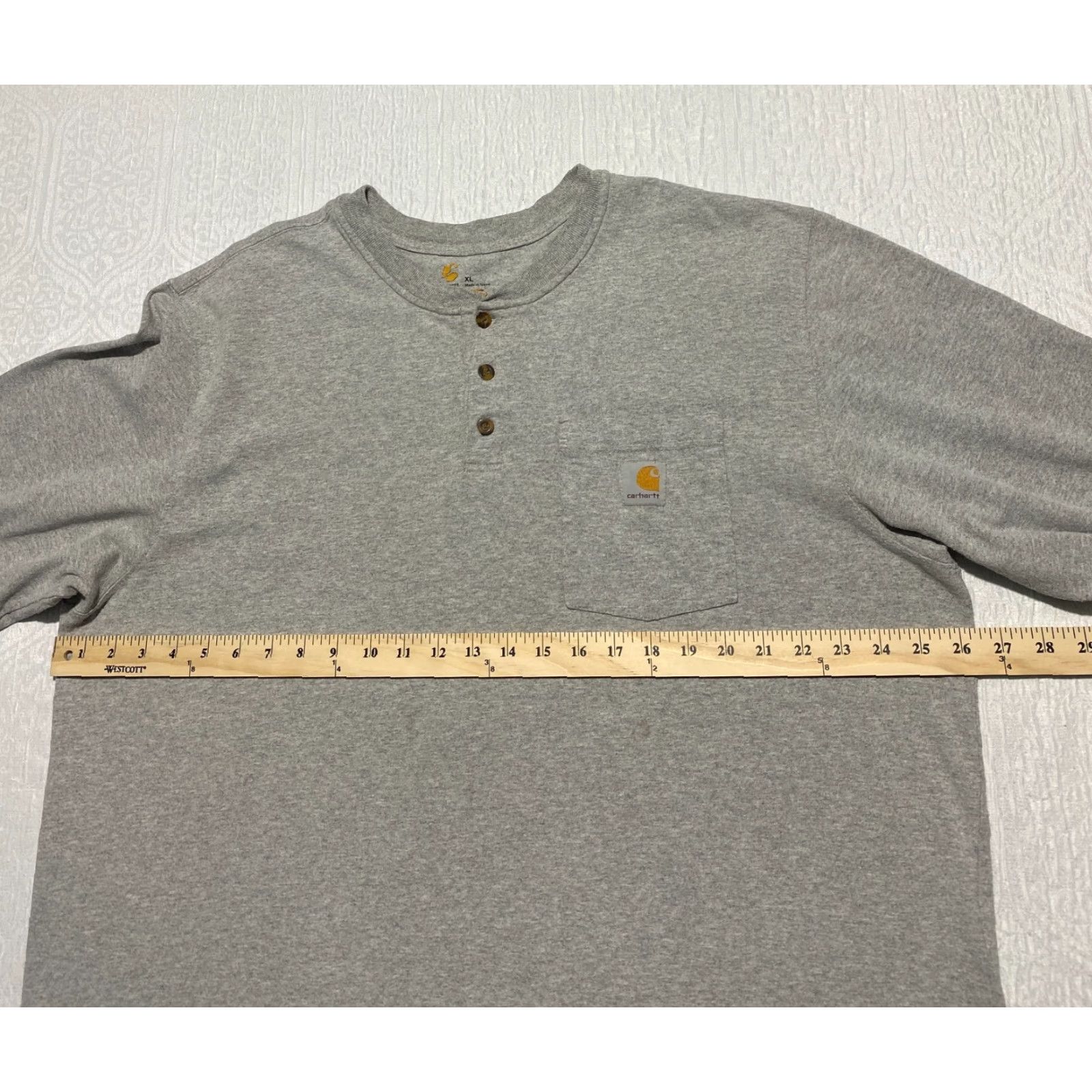 Carhartt VINTAGE Carhartt Shirt Mens XL Gray Loose Fit Heavyweight Long Sleeve Pocket Henley K128 Size US XL / EU 56 / 4 - 7 Thumbnail