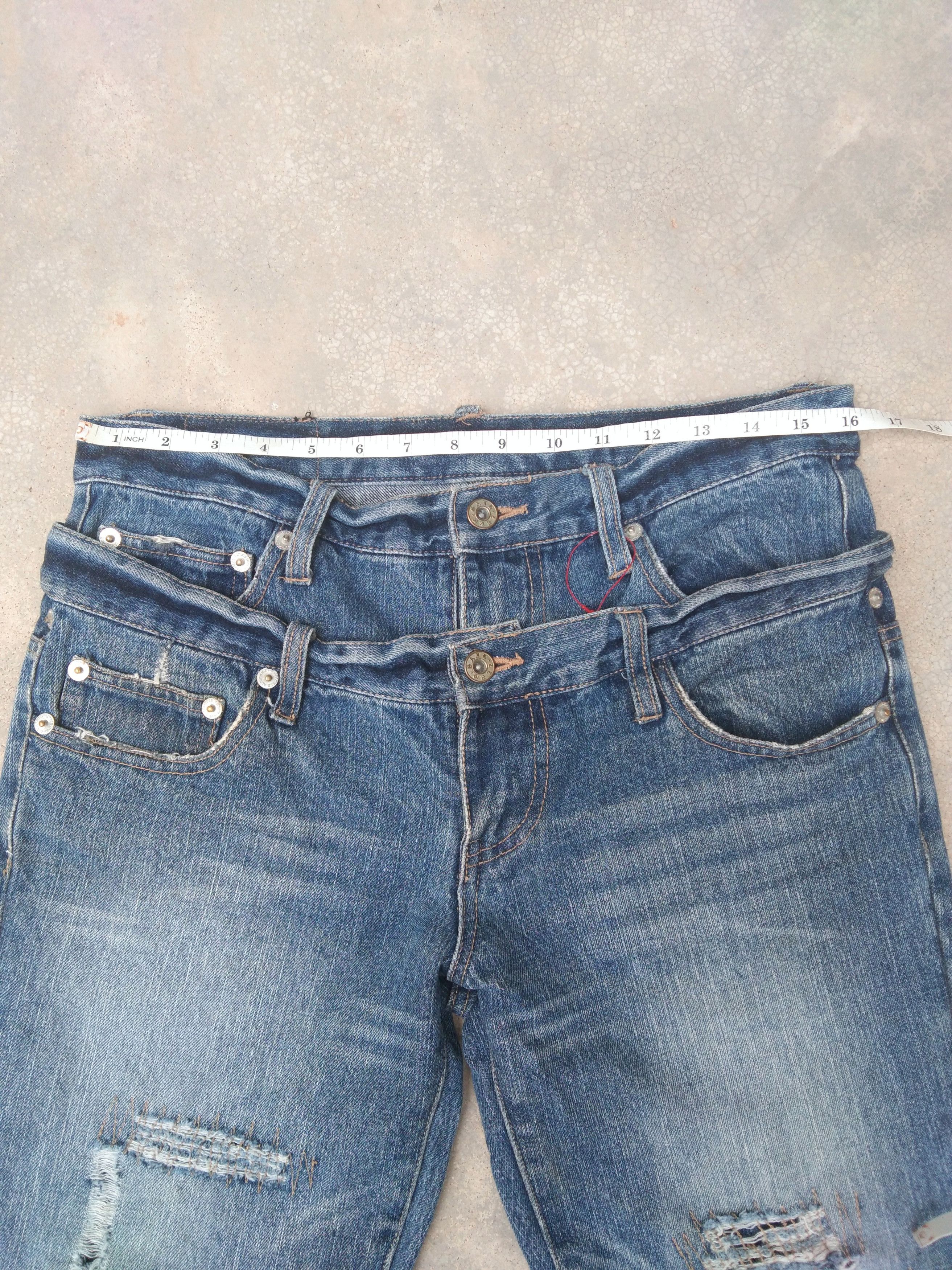 Japanese Brand Vintage Avant-garde Style Double Waist Punk Jeans 32x33 Size US 32 / EU 48 - 6 Thumbnail
