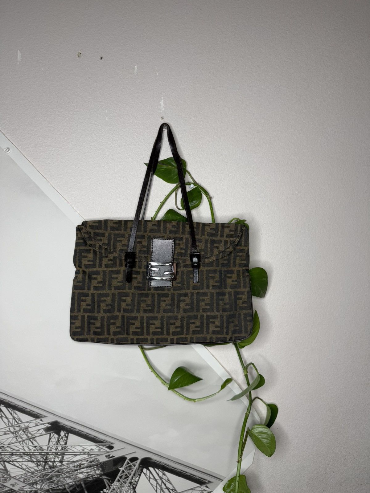 Fendi 🤎Iconic Fendi Zucca Monogram Tote with Leather Straps 🤎 Size ONE SIZE - 2 Thumbnail