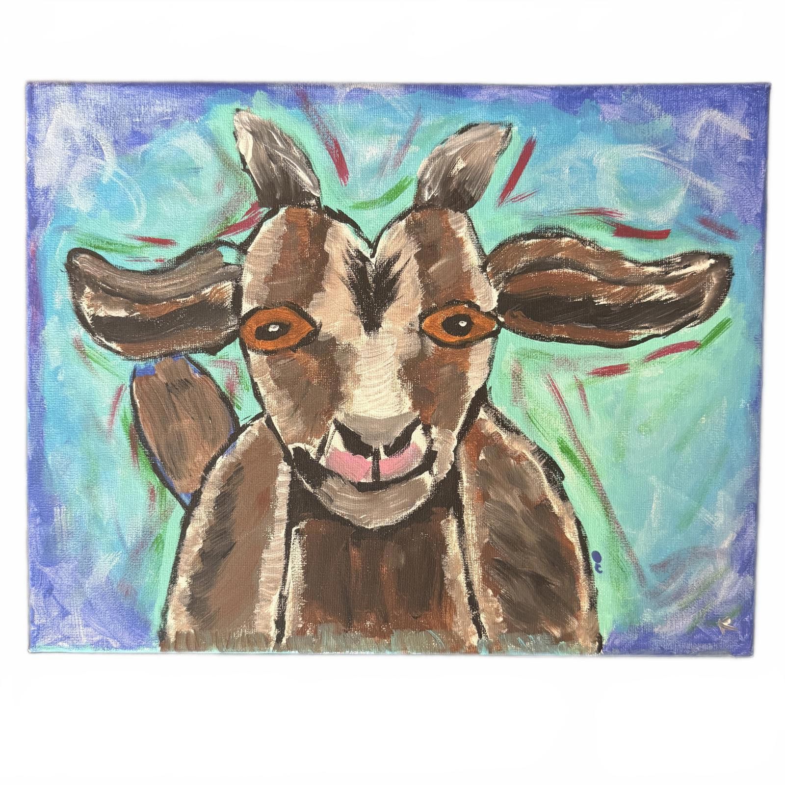 Designer “Goat Giggles” acrylic on canvas 14x11 (2021, keanre) Size ONE SIZE - 1 Thumbnail