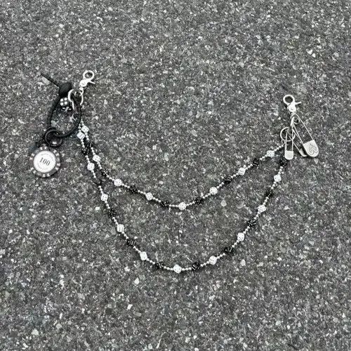 Jewelry Black White lucky Dice Baccarat Pearl Pants Chain Size ONE SIZE - 4 Thumbnail