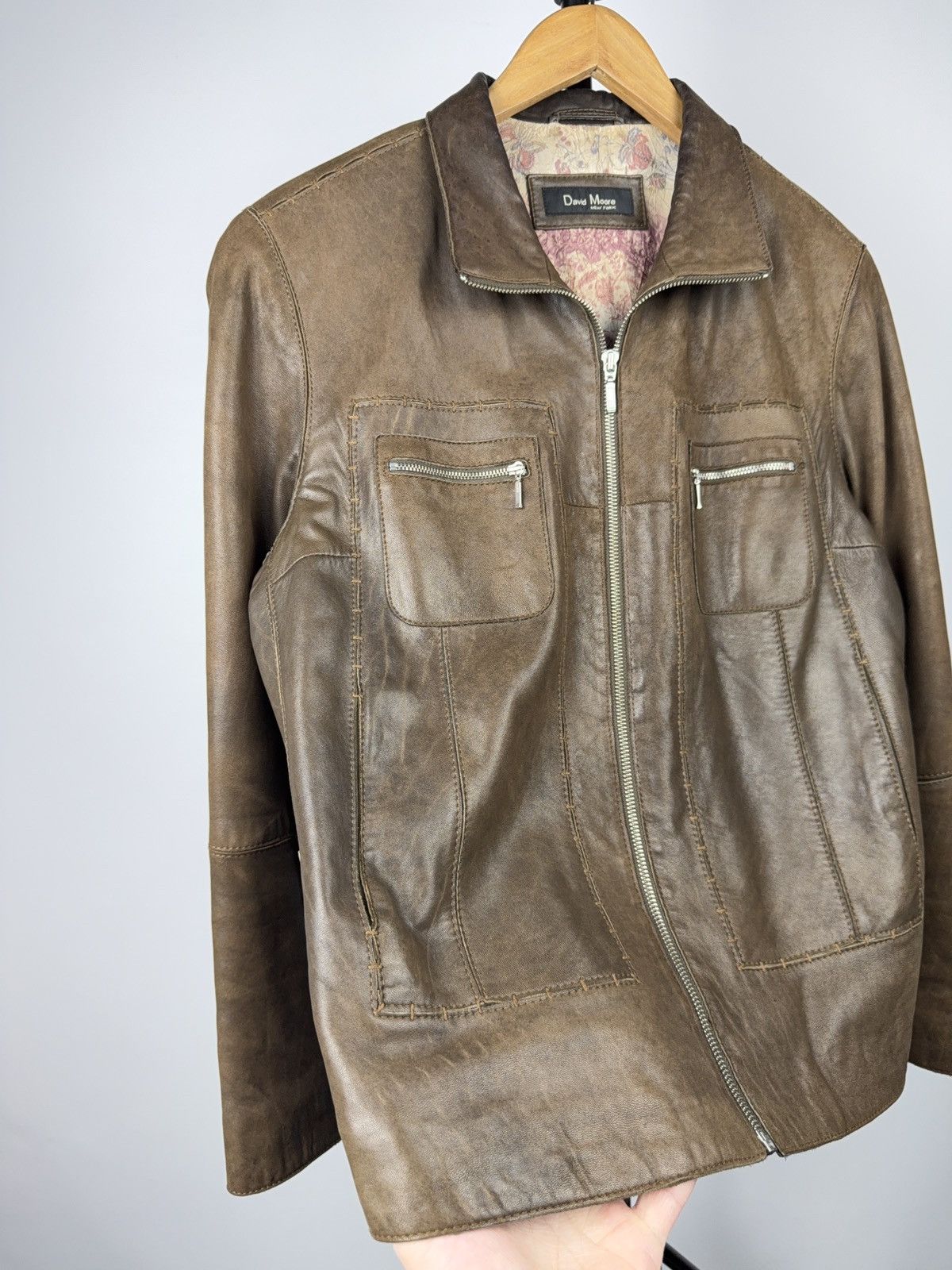 Genuine Leather Vintage Luxury Archive David Moore Brown Leather Jacket 46 Size US S / EU 44-46 / 1 - 3 Thumbnail