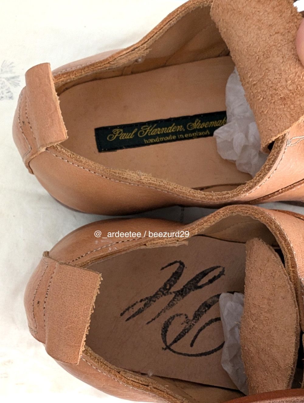Paul Harnden Shoemakers *NEW* EMBOSSED TAN FLOWER W. OXFORDS 4L Size US 6.5 / IT 36.5 - 10 Thumbnail