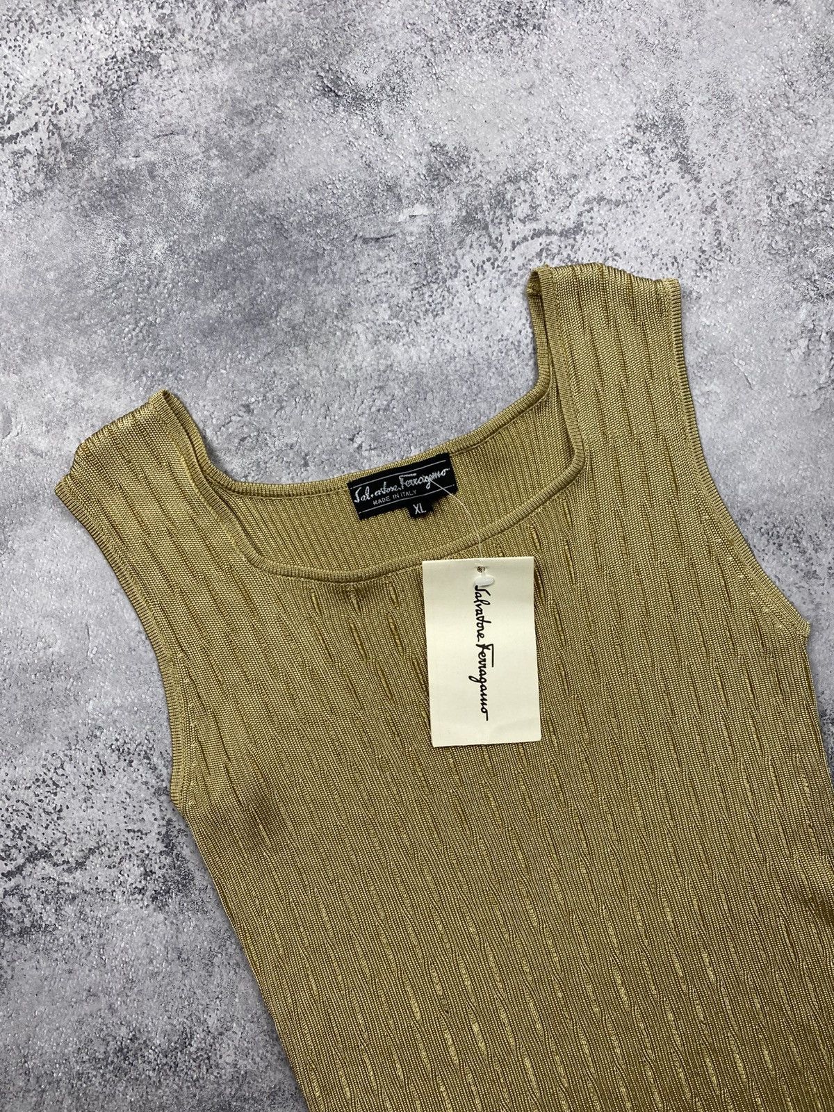 Salvatore Ferragamo Silk Tank Top Rare Striped Shirt 90s