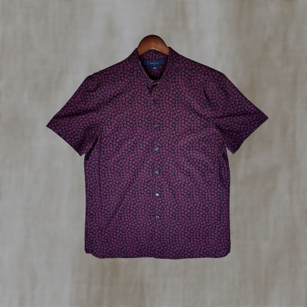 Perry Ellis Perry Ellis Shirt Men Rose Floral Button-Down Short Sleeve Slim Fit Stretch Size US L / EU 52-54 / 3 - 1 Thumbnail