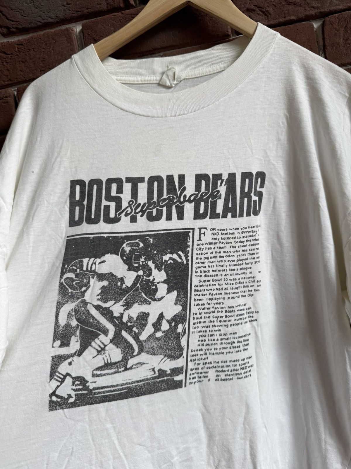 Vintage 90s Chicago Bears T Shirt NFL XL white newspaper