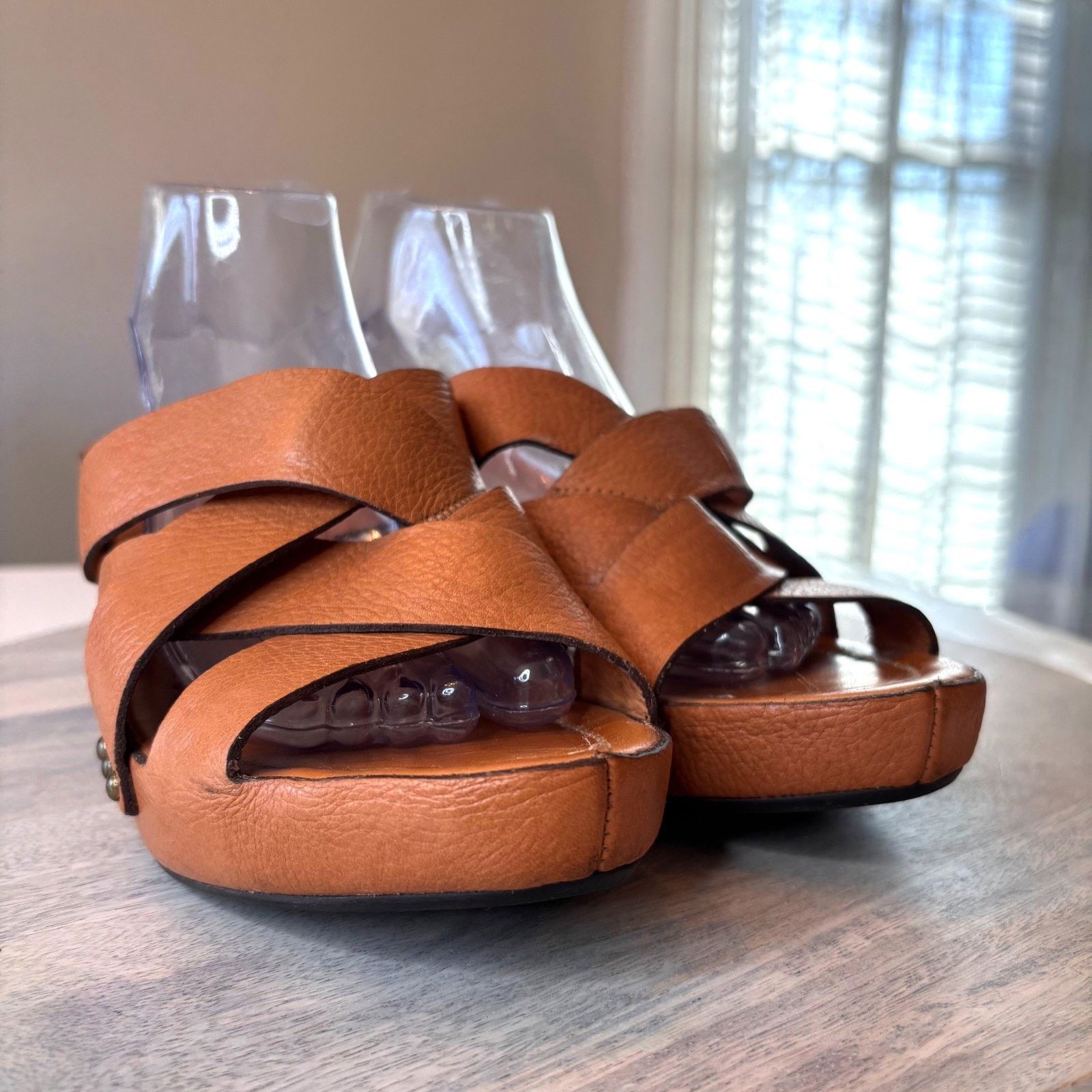 Frye Frye Brown Leather Sandals Mule Studded Heel Women's 10B 10 Size US 10 / IT 40 - 5 Thumbnail