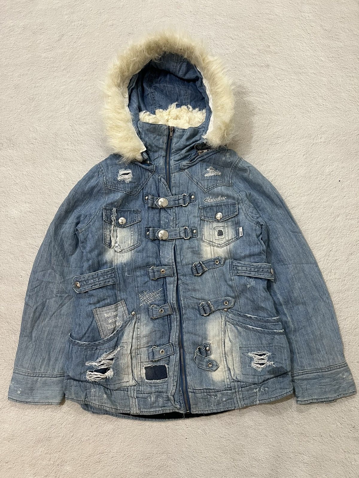 Helmut Lang Helmut Lang Mr. 87 Wax Denim Jacket with Faux Fur