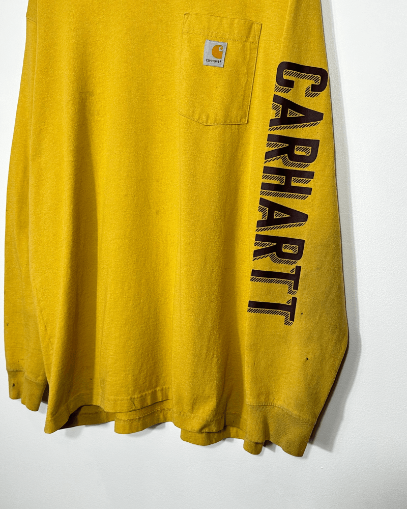 Carhartt Vintage Carhartt Thrashed/Stained Yellow Long Sleeve - XL Size US XL / EU 56 / 4 - 4 Thumbnail