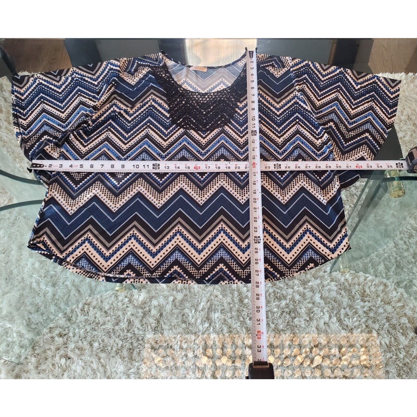 Other Lavish Chevron Polyester Round Neck 3/4 Sleeve Top Blouse Size 3XL / US 20-22 - 11 Thumbnail