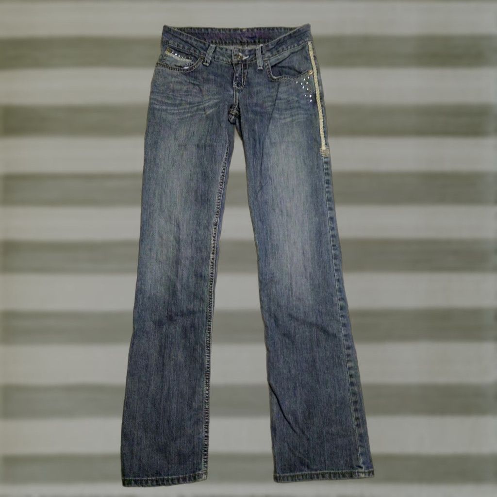 Vintage Cruel Blake Rocky Mountain Clothing Co Women's Jeans Bootcut 30 Blue Denim 5-Pocket Slim Regular Stretch Embroidered Logo Distressed T Size 30" / US 8 / IT 44 - 1 Thumbnail