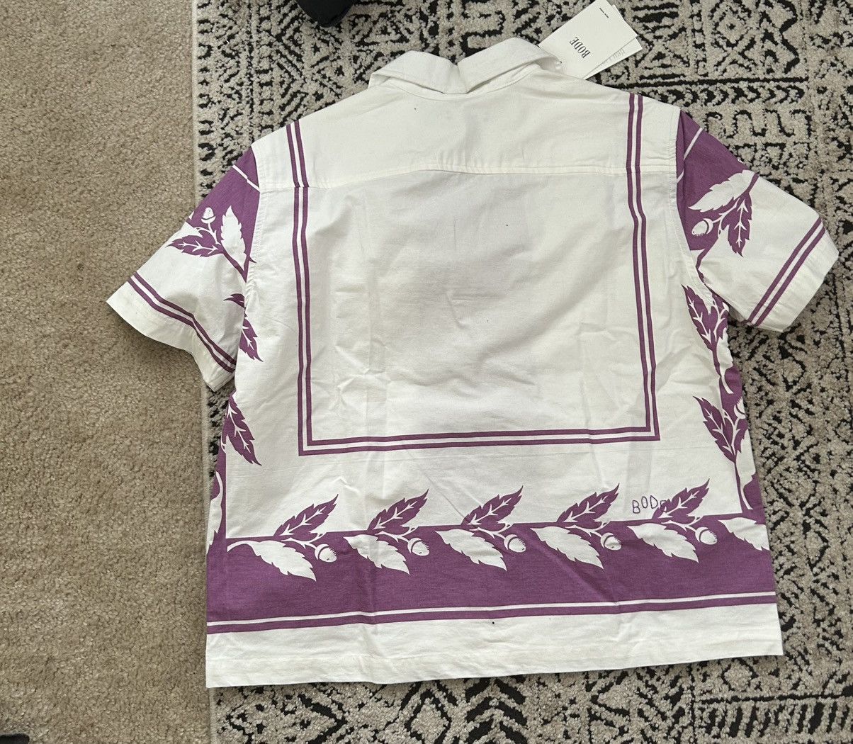 Bode BODE Inverse Acorn Short Sleeve Shirt - Purple/White Size US L / EU 52-54 / 3 - 2 Thumbnail