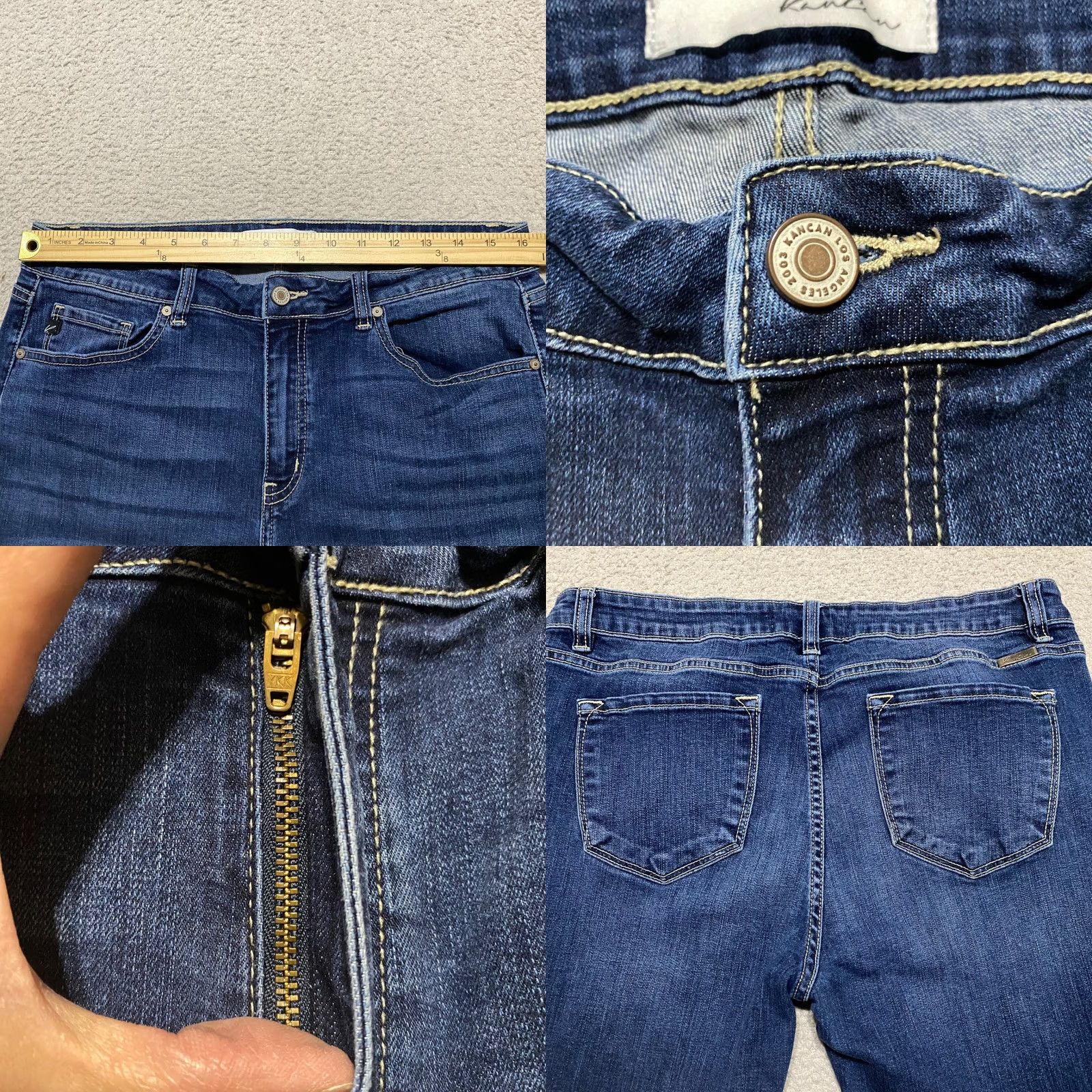 Vintage Kancan Jeans Womens 15 Blue Denim Medium Wash Skinny Distressed Raw Hem Jeans Size 15 Women Mens Girls Size 24" / US 00 / IT 34 - 8 Thumbnail