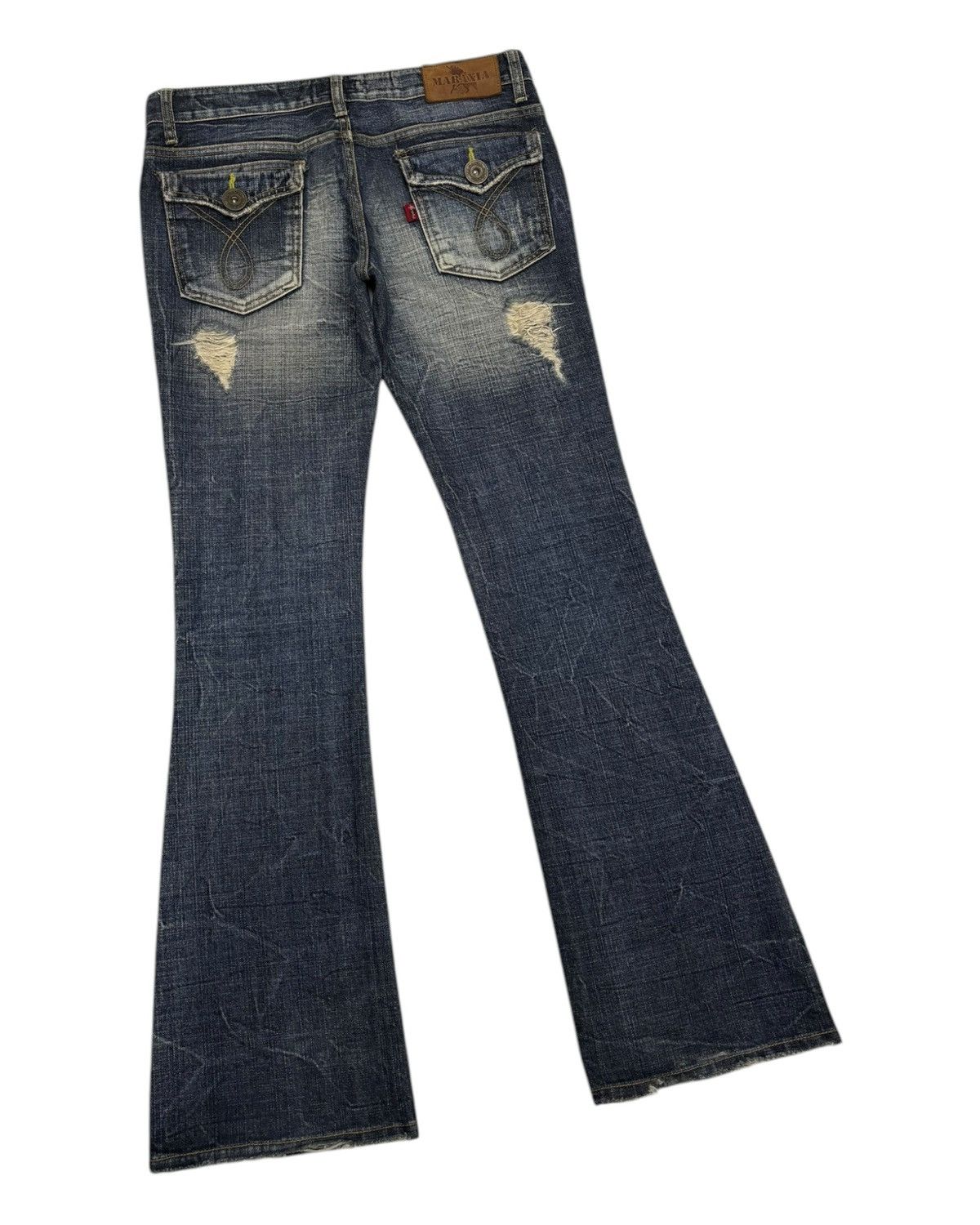 Hysteric Glamour × Japanese Brand HYSTERIC GLAMOUR STYLE DISTRESS DENIM MARAXIA FLARED PANTS Size 31" - 4 Thumbnail