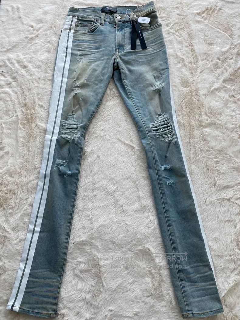 Amiri Amiri Size 29 Washed blue sports side jeans Size US 29 - 1 Thumbnail