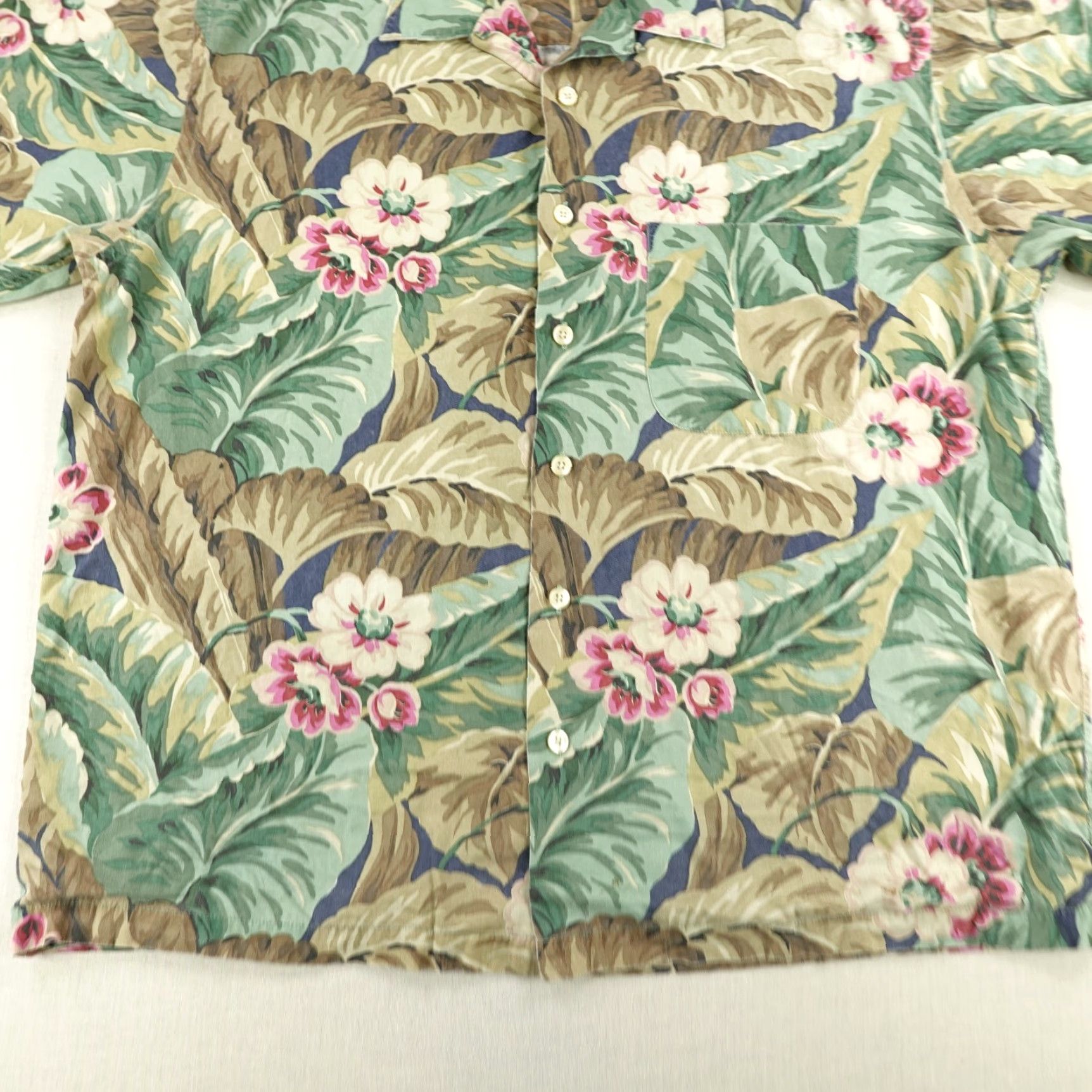 J.Crew Vintage J Crew Shirt Mens Medium Green Brown Oarsman Hawaiian Button Up Aloha ^ Size US M / EU 48-50 / 2 - 5 Thumbnail