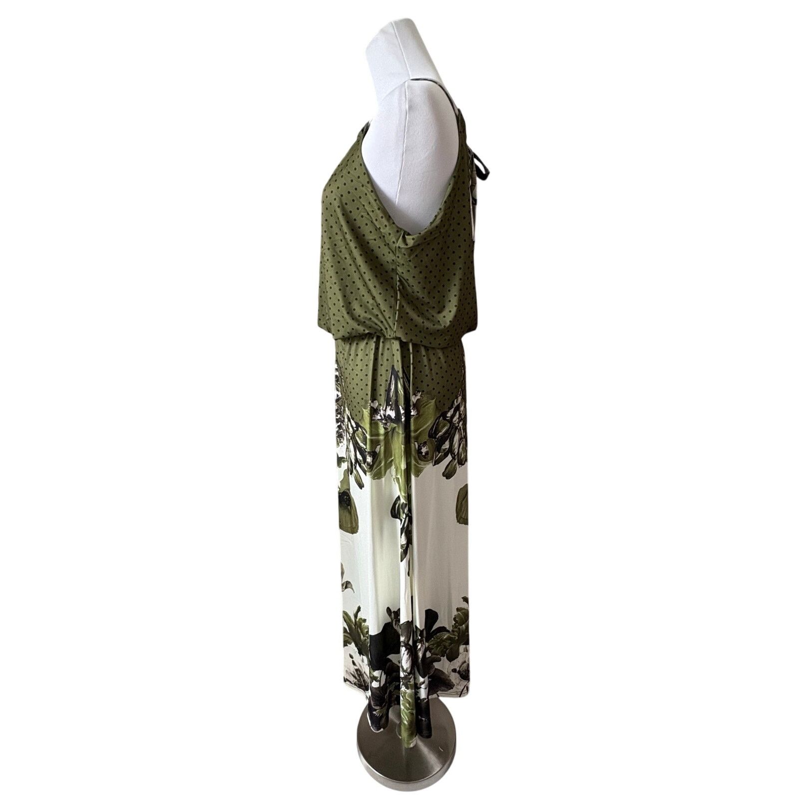 Other Lily Firmiana Halter Green Floral Maxi Long Dress LARGE NWT Size L / US 10 / IT 46 - 4 Thumbnail