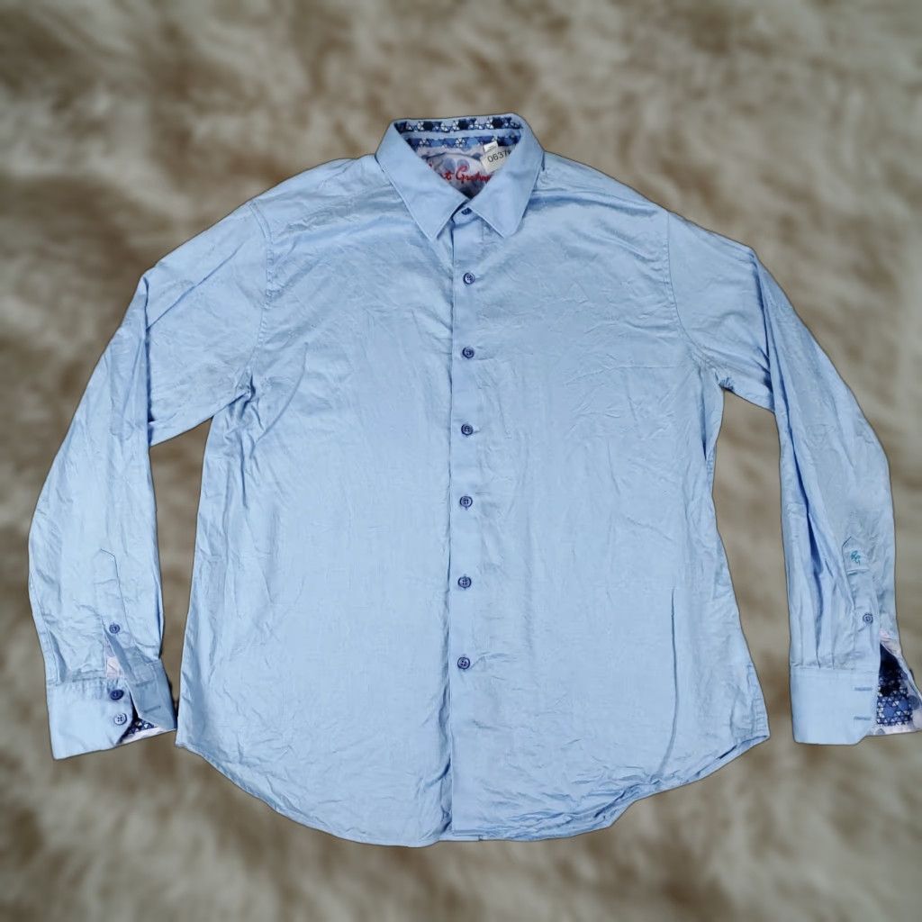 Robert Graham Robert Graham Shirt Mens XL Blue Flip Cuff Button-Up Long Sleeve Plaid Size US XL / EU 56 / 4 - 1 Thumbnail