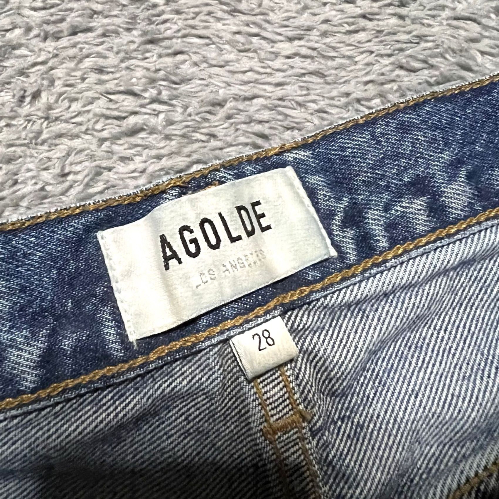 Agolde Agolde Jeans Womens 28 Blue Denim Relaxed Boot Cut Button Fly Raw Hem 31x28 Size 28" / US 6 / IT 42 - 5 Thumbnail