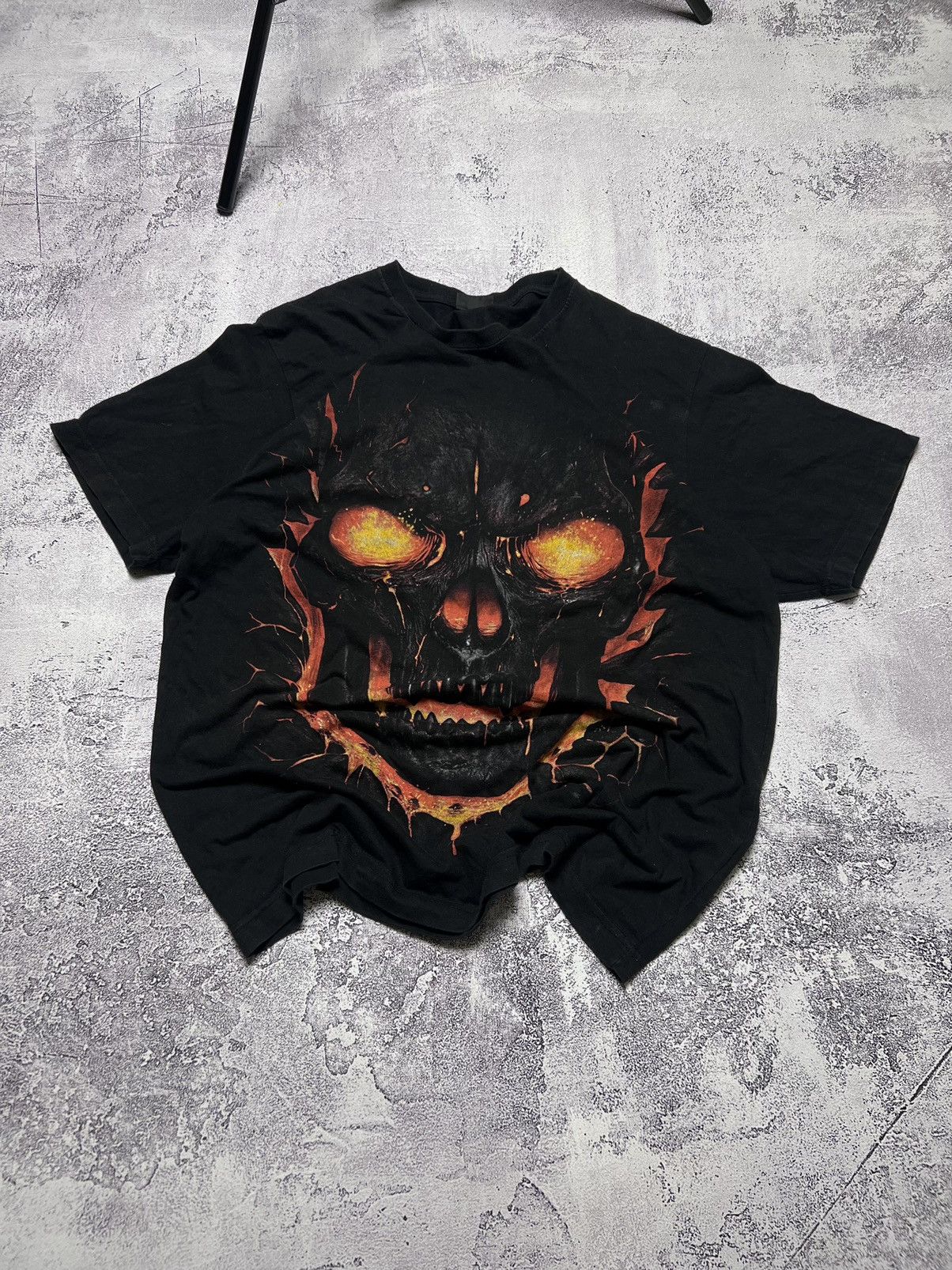 Pre-owned Vintage Y2k Spiral The Dead Angel Skull Japanese T-shirt In Black