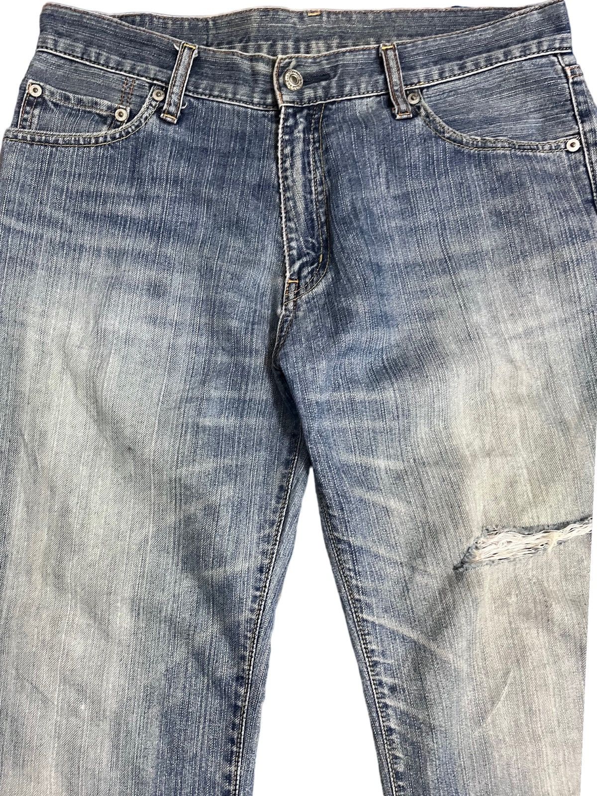 Jun Takahashi Vintage 90’s Uniqlo Baggy Distressed Style Denim Size US 33 - 2 Thumbnail