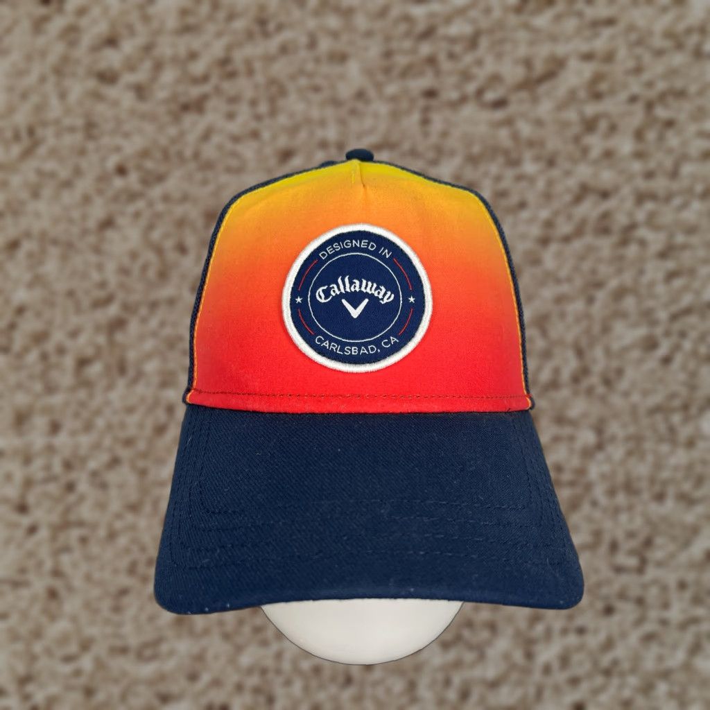 Callaway VINTAGE Callaway Hat Cap Snap Back Adult Blue Orange Carlsbad CA Polyester Blend Golfer Size ONE SIZE - 1 Thumbnail