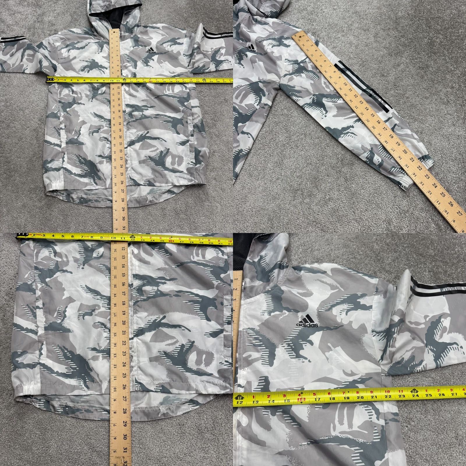 Adidas Adidas Windbreaker Hoodie Jacket Womens XL Gray Full Zip Camouflage Active Size XL / US 12-14 / IT 48-50 - 9 Thumbnail