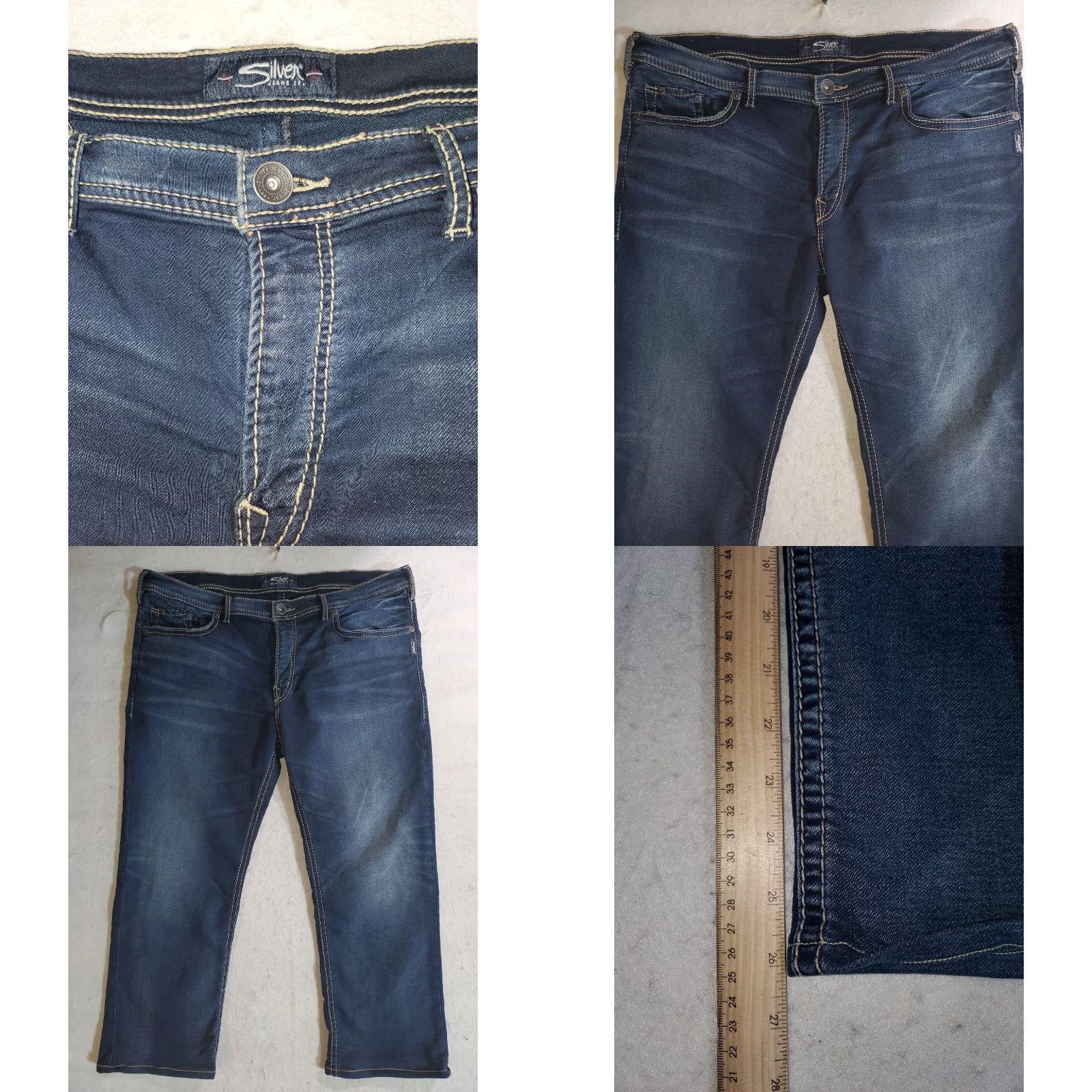 Silver Jeans Co. VINTAGE Silver Jeans Grayson Jeans Classic Medium Wash Mens Sz 40 Capri Length 2 Pair Modified Length Men 40 Blue Denim 5-Pocket Bootcut Capris Size US 40 / EU 56 - 10 Thumbnail