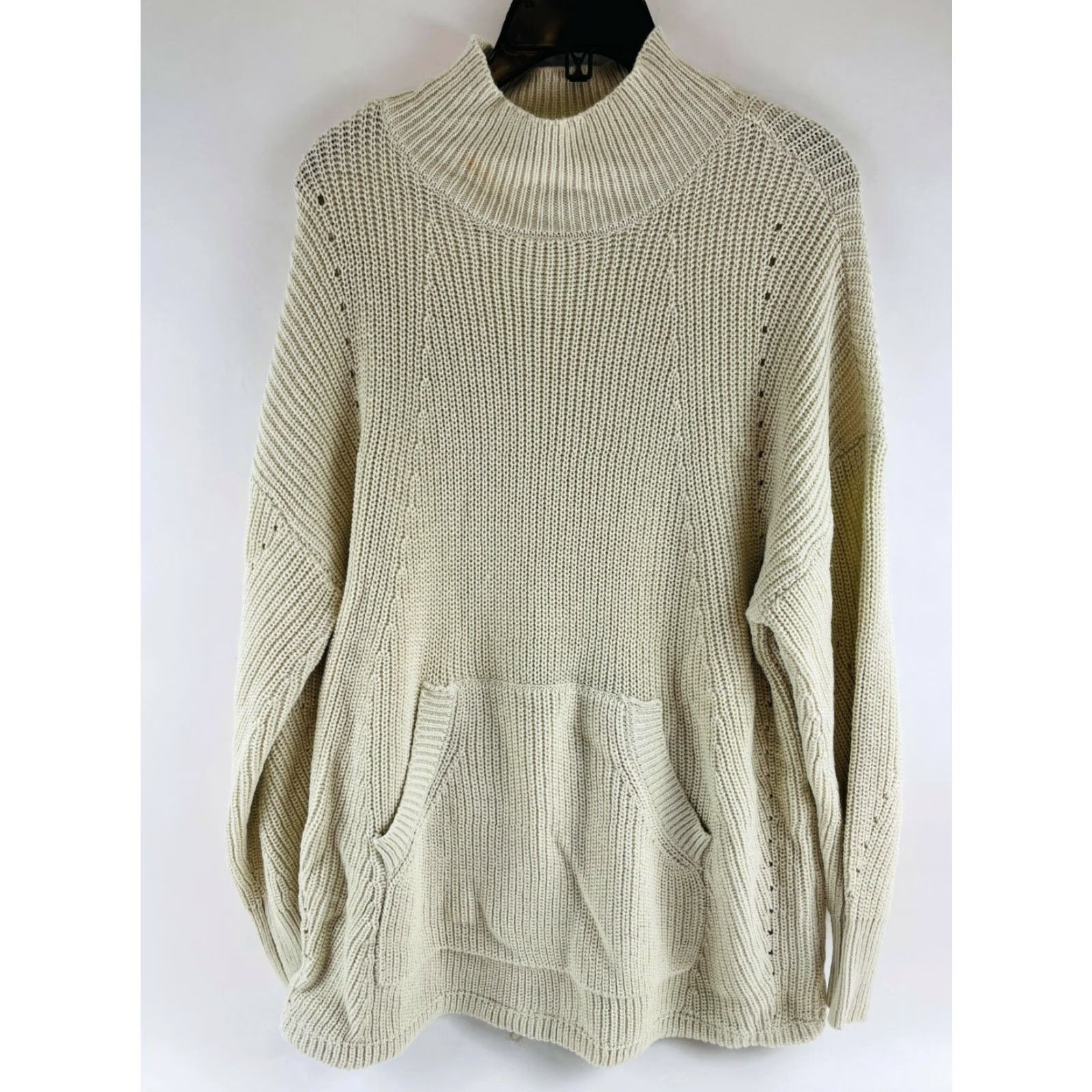 Vintage RDI Sweater Women’s Size S Oversized Cream Mock Neck Drawstring Sleeve Knit NWT Size S / US 4 / IT 40 - 2 Thumbnail
