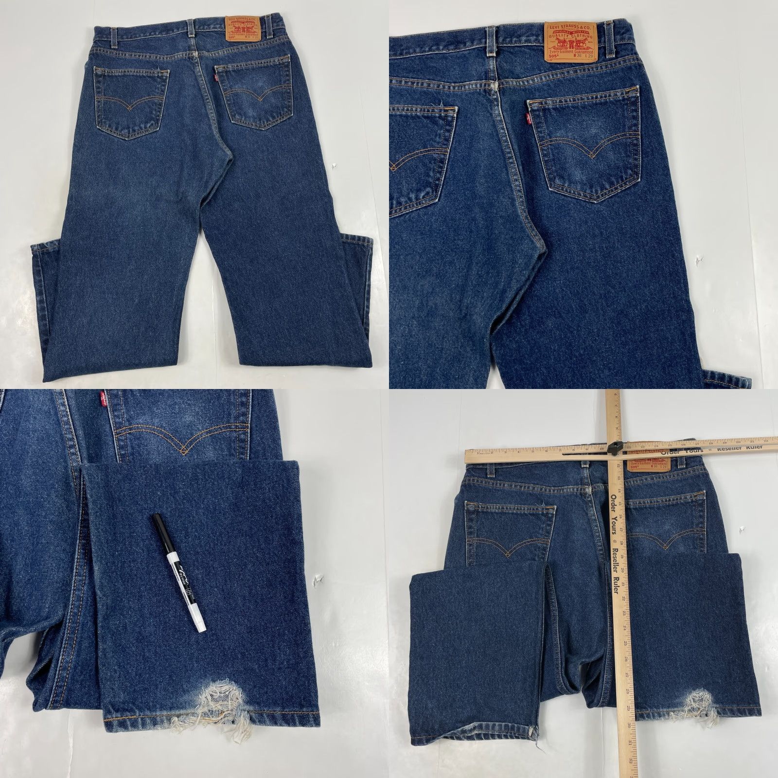 Levi's VINTAGE Levi's 505 Jeans Mens 36 x 29 Blue Straight Leg Dark Wash Denim Western Streetwear Y2K Mens Size US 36 / EU 52 - 8 Thumbnail